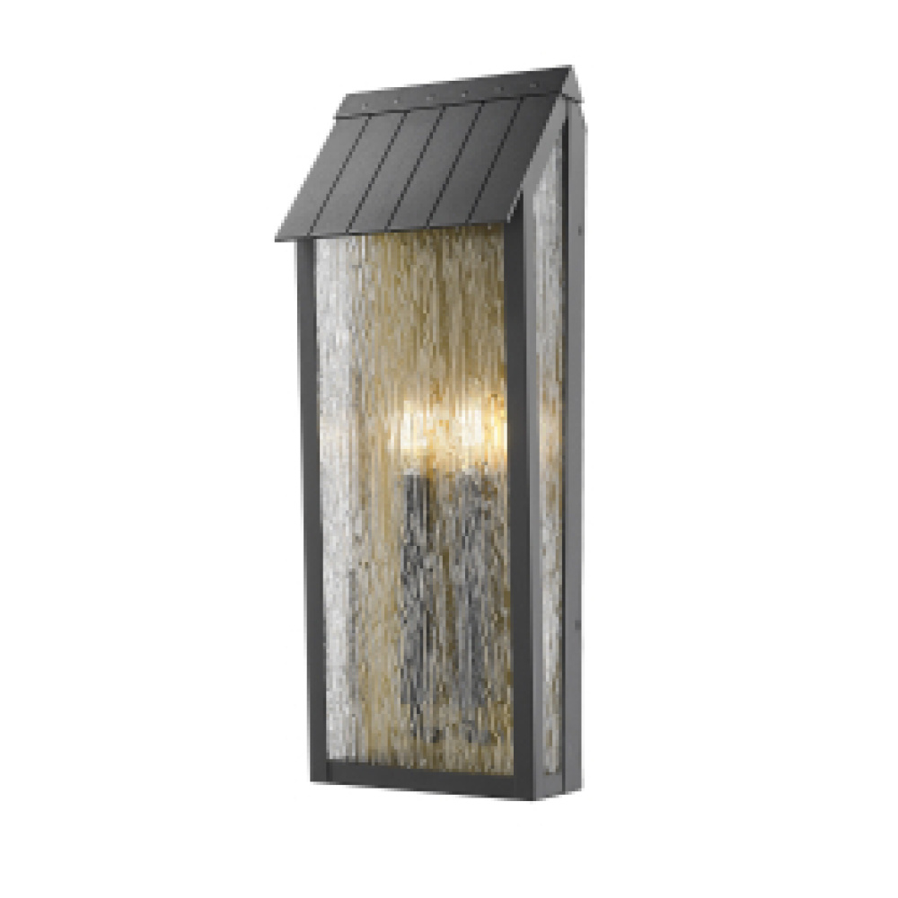 Point 2 Light 21.5" Outdoor Wall Sconce, Black and Brass