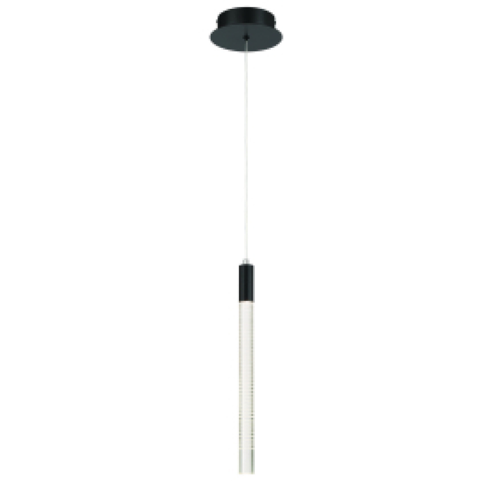 Celine 1 Light Integrated LED Pendant, Black with Laser Lined Glass Rods