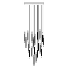 Artcraft AC12140BR - Celine 20 Light Integrated LED Chandelier, Brass with Laser Lined Glass Rods