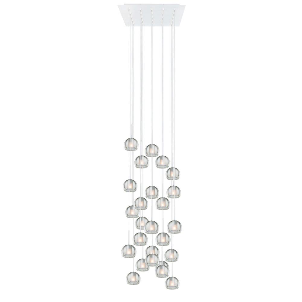 Chandelier Gracie Frosted Glass 25 Light 24"X24" White Canopy White Coax LED G4 JC 2W