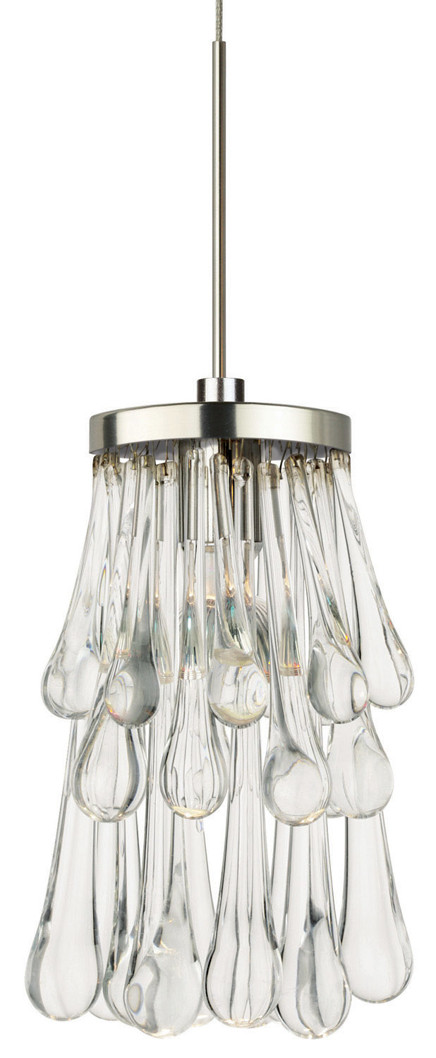 Pendant Droplets Clear Polished Nickel MR16 Halogen 35W Monopoint Canopy
