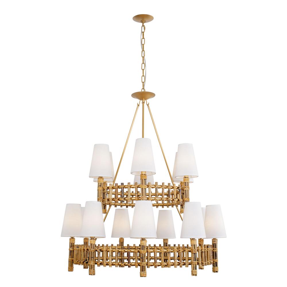 Nevis 15-Lt 2-Tier Chandelier - French Gold