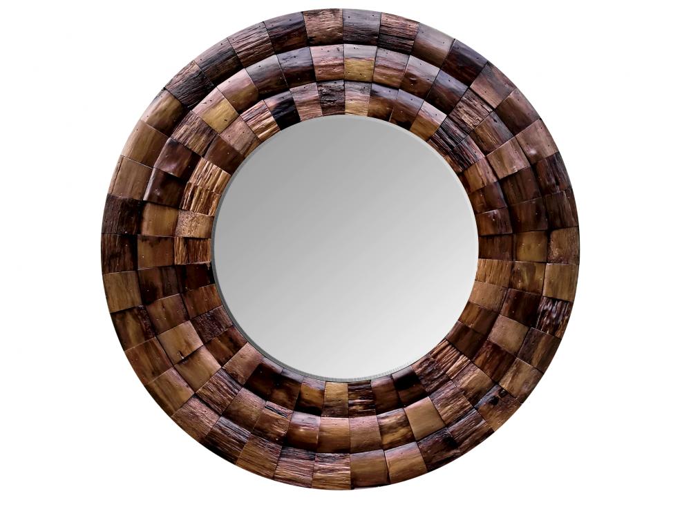 Wine Country Reclaimed Wood Circular Mirror