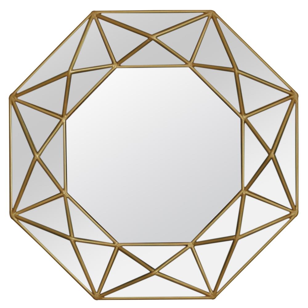Geo Octagonal Accent Mirror - Aged Gold