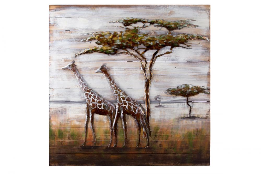 Serengeti Mixed-Media Metal on Wood Wall Art