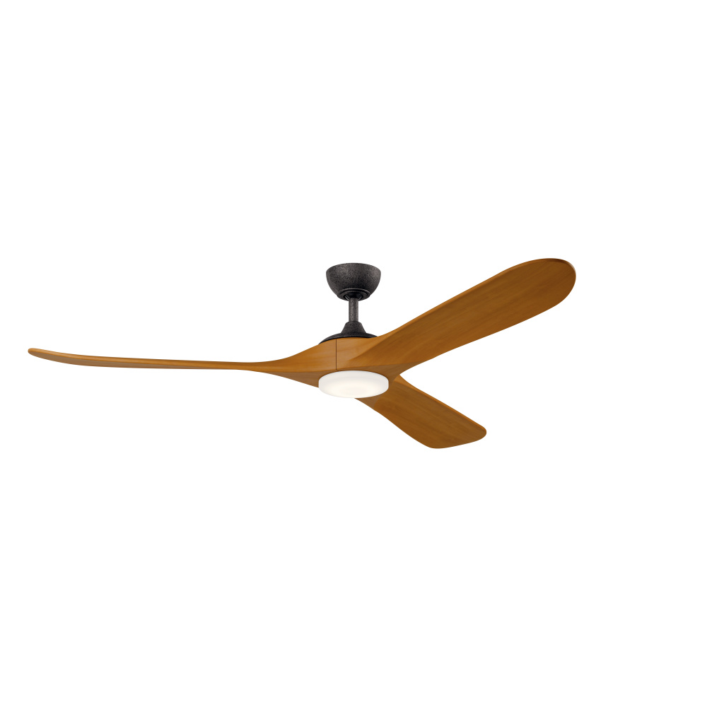 70" Mylo Ceiling Fan with Satin Etch Cased Opal Glass in Anvil Iron with Honey Maple Wood Blades