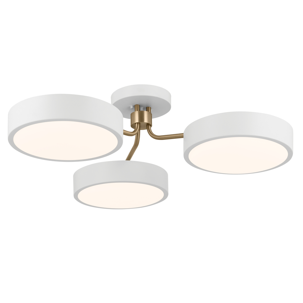 Sago 40" 3 LT Semi Flush with Clear Acrylic with Inside Satin Etch in White and Champagne Bronze
