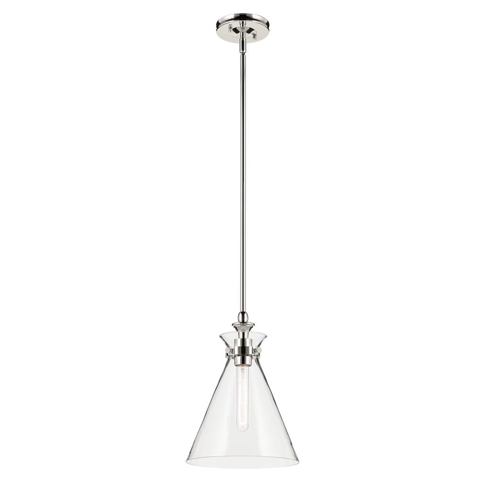 Laria 10.5 Inch 1 Light Pendant with Clear Glass in Polished Nickel
