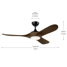 Kichler 310552SBK - 52 in Mylo Ceiling Fan with Satin Etch Cased Opal Glass in Satin Black with Aged Walnut Wood Blades