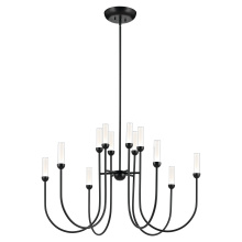 Kichler 52759BKLED - Moraine 40 Inch LED 12 Light 2-Tier Chandelier in Black