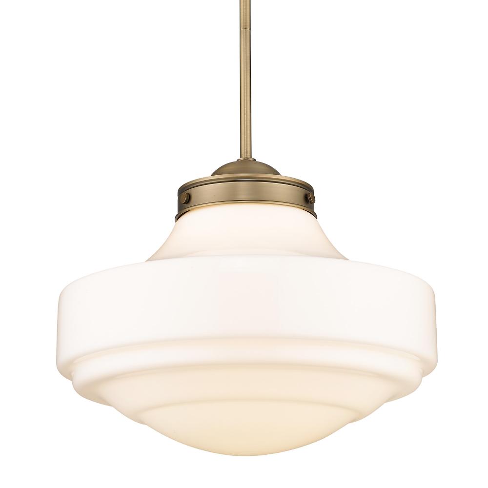Ingalls Large Pendant in Modern Brass and Vintage Milk Glass Shade