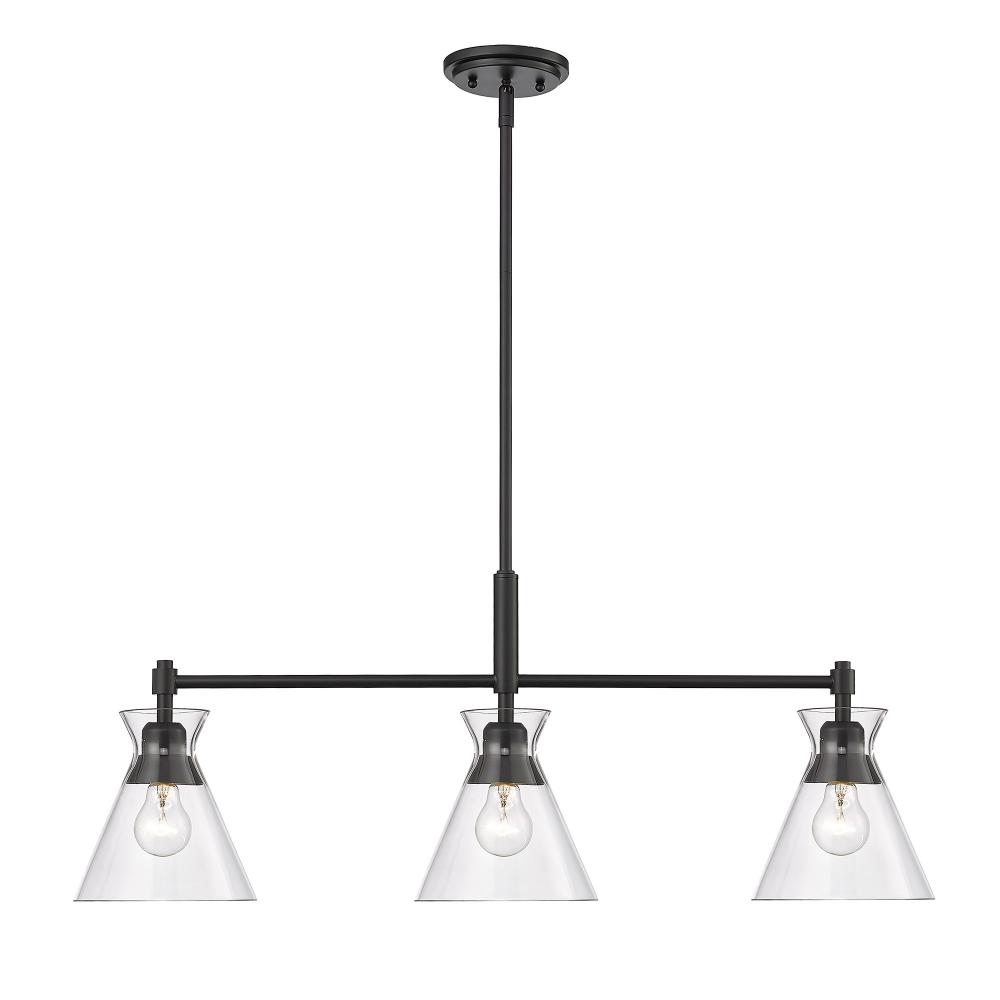 Malta Linear Pendant in Matte Black with Clear Glass Shade