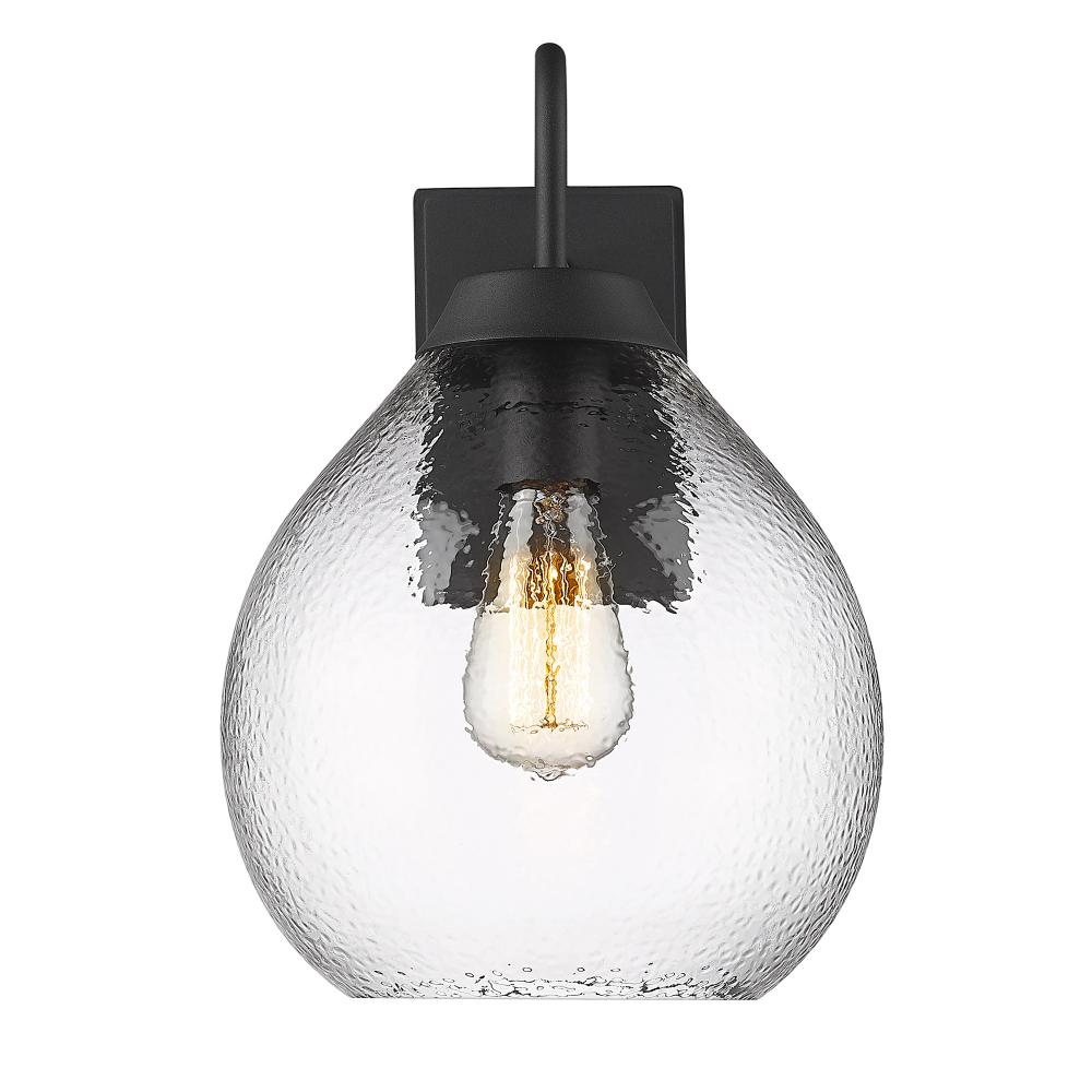 Ariella NB 1-Light Wall Sconce - Outdoor in Natural Black with Hammered Clear Glass Shade