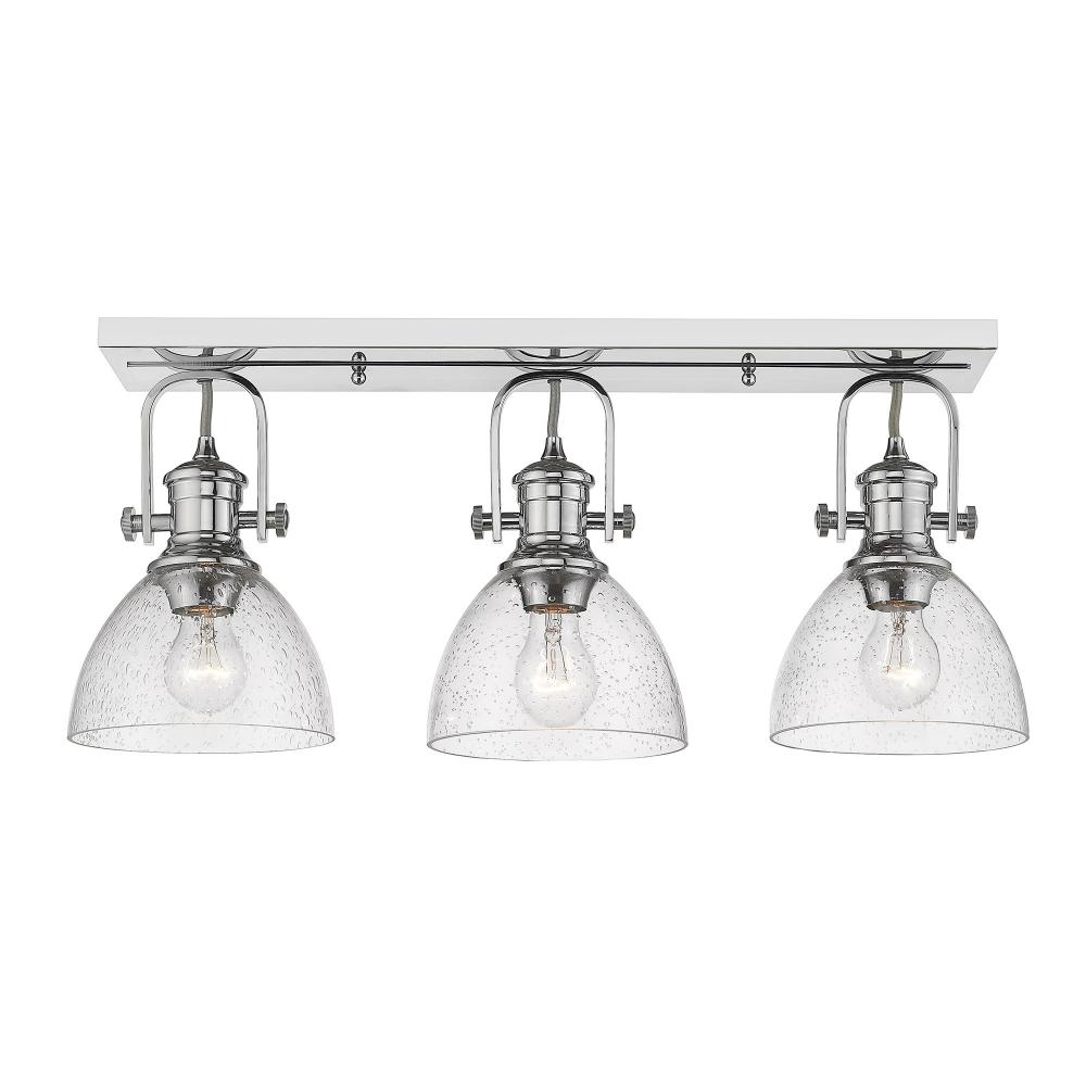 Hines 3-Light Semi-Flush in Chrome with Seeded Glass