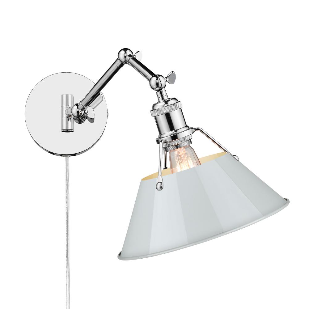 Orwell CH 1 Light Articulating Wall Sconce in Chrome with Dusky Blue shade