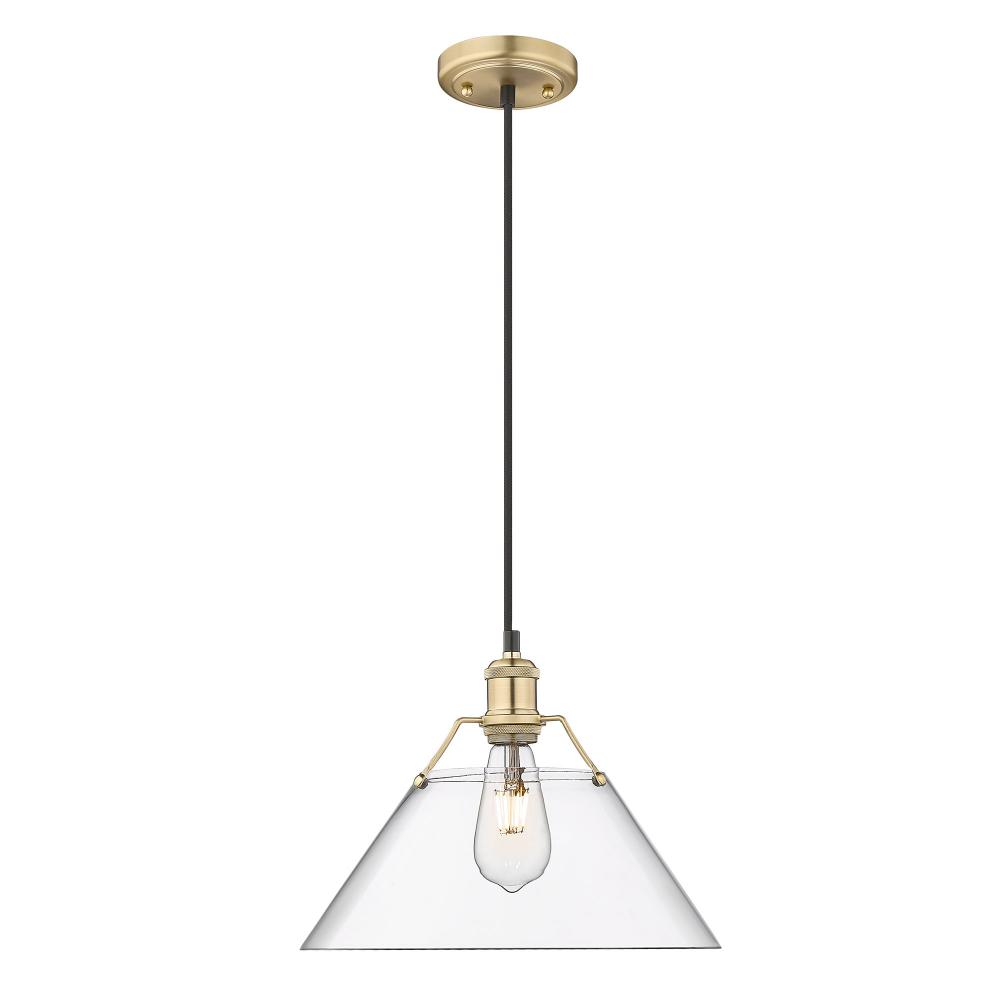 Orwell BCB Large Pendant - 14" in Brushed Champagne Bronze with Clear Glass