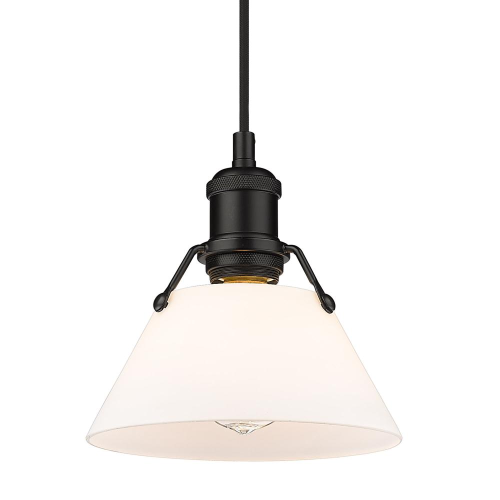Orwell BLK Small Pendant - 7" in Matte Black with Opal Glass