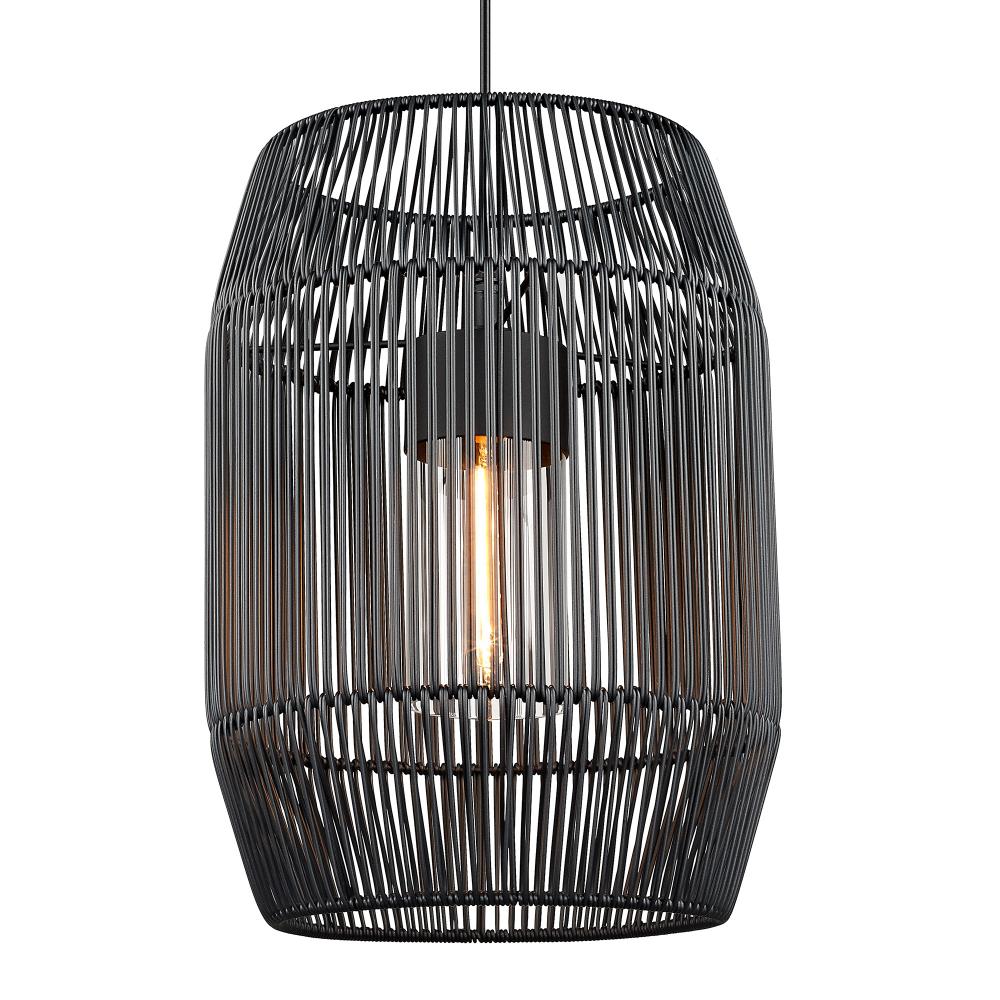 Seabrooke 1 Light Pendant - Outdoor in Natural Black with Black Composite Wicker Shade