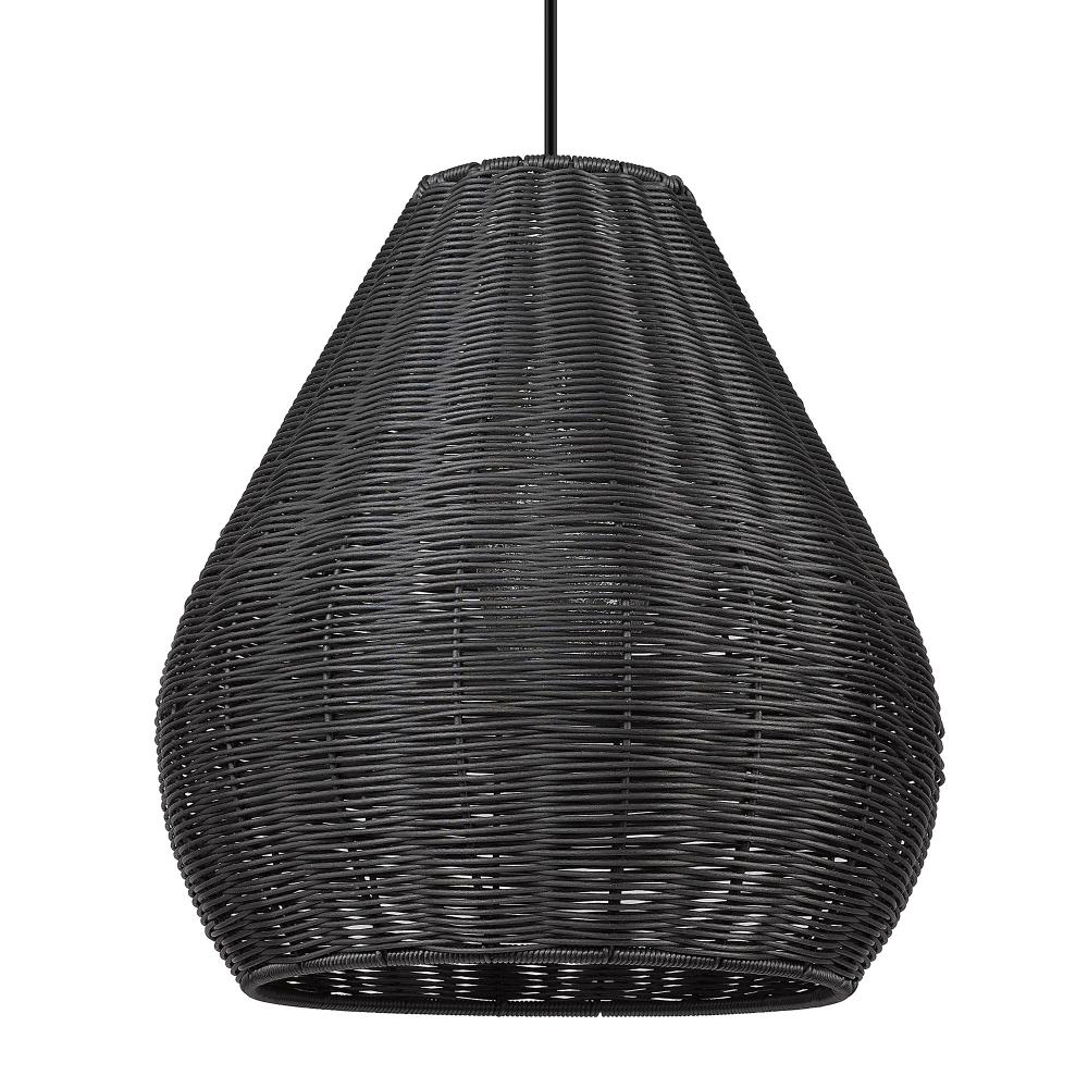 Melany 1 Light Pendant - Outdoor in Natural Black with Matte Black Wicker Shade