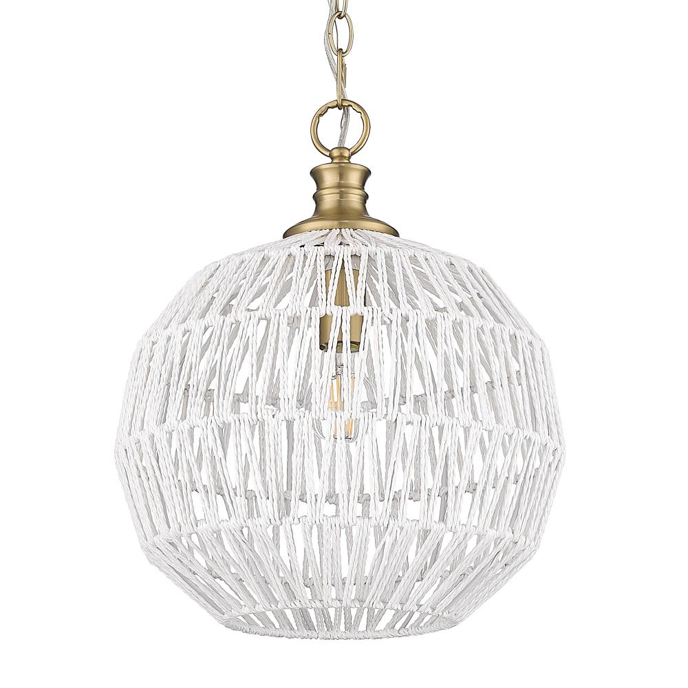 Florence BCB Medium Pendant in Brushed Champagne Bronze with Bleached White Raphia Rope Shade