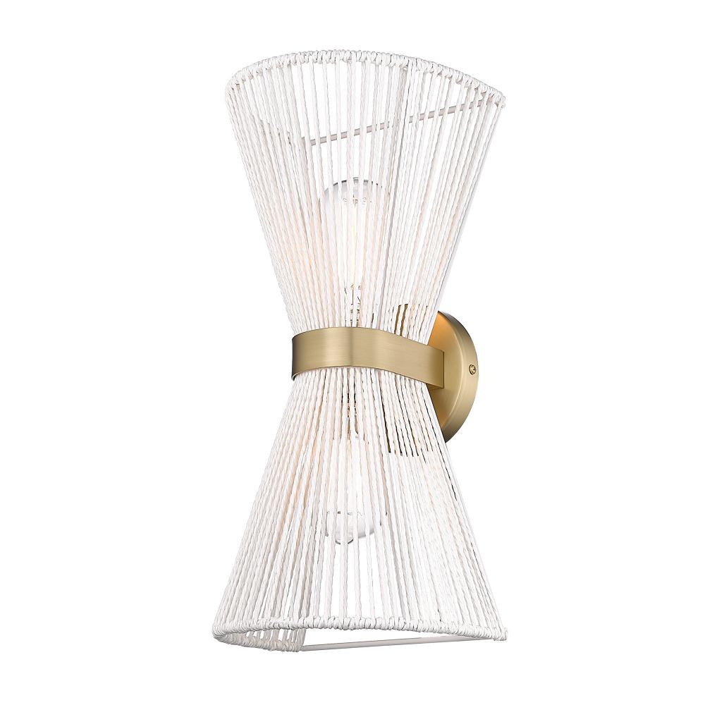 Avon BCB 2 Light Wall Sconce in Brushed Champagne Bronze with Bleached White Raphia Rope Shade
