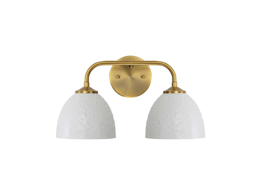 Shepard 2-Light Bath Vanity in Modern Brass with Matte White