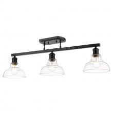 Golden 0305-3SF BLK-CLR - Carver 3-Light Semi-Flush in Matte Black