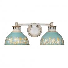 Golden 0865-BA2 AGV-TEAL - Kinsley 2 Light Bath Vanity in Aged Galvanized Steel with Antique Teal Shade