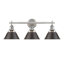 Golden 3306-BA3 PW-RBZ - Orwell PW 3 Light Bath Vanity in Pewter with Rubbed Bronze shades