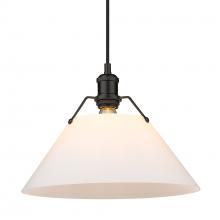 Golden 3306-L BLK-OP - Orwell BLK Large Pendant - 14" in Matte Black with Opal Glass