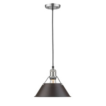 Golden 3306-M PW-RBZ - Orwell PW Medium Pendant - 10" in Pewter with Rubbed Bronze shade