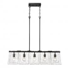 Golden 6072-LP BLK-HWG - Serenity BLK Linear Pendant in Matte Black with Hammered Water Glass Shade