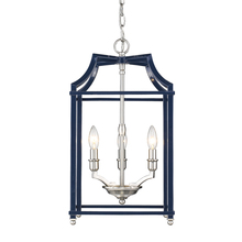 Golden 8401-3P PW-NVY - Leighton PW 3 Light Pendant in Pewter with Navy