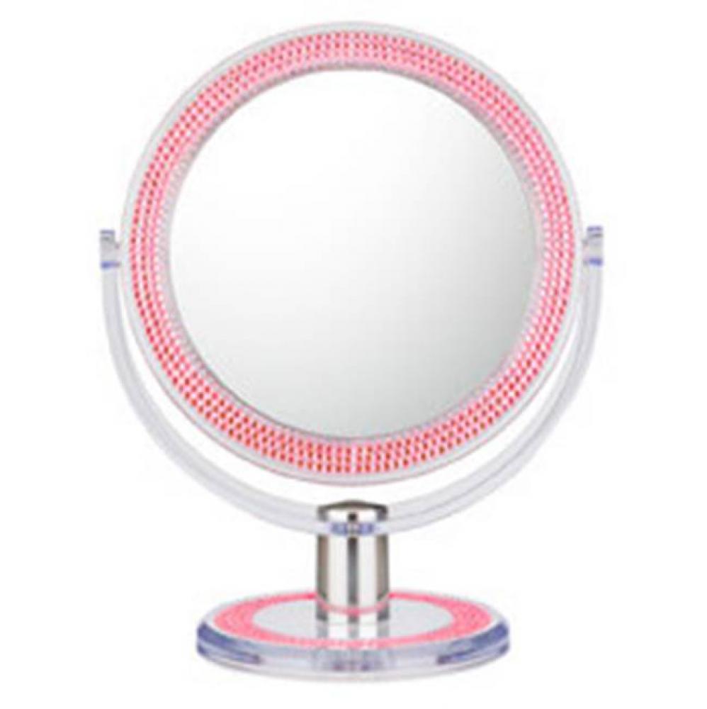 Pink Bling Double Sided Magnified Free Standing Makeup Mirror 1X/10X