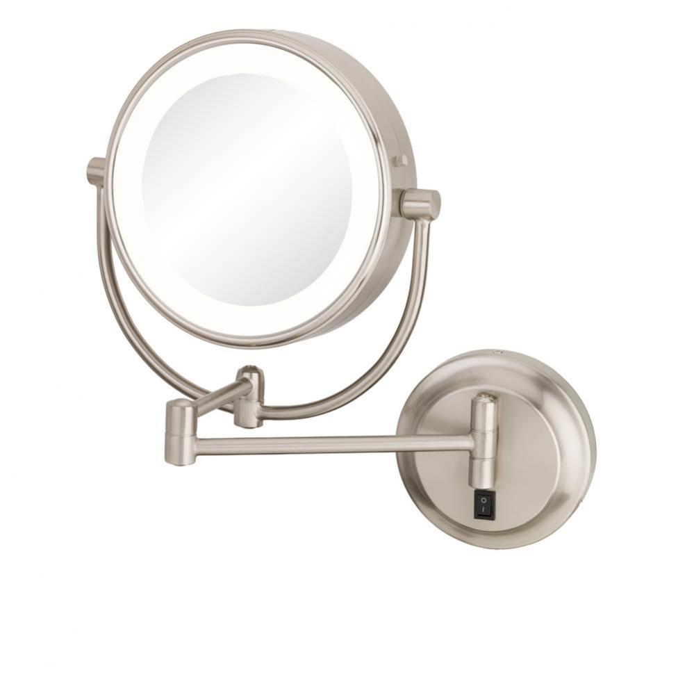 Neomodern Magnified Makeup Mirror With Switchable Light Color in Brushed Nickel