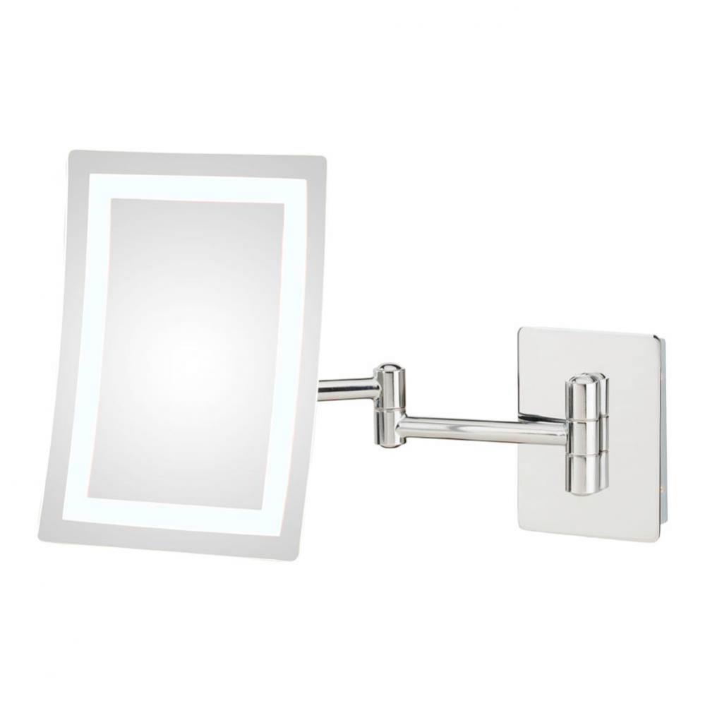 Contemporary Rectangular Led Lighted Magnifying Makeup Mirror With Switchable Light Color in Chrom