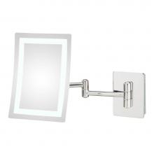 Aptations 949-2-73HW - Contemporary Rectangular Led Lighted Magnifying Makeup Mirror With Switchable Light Color in Brush