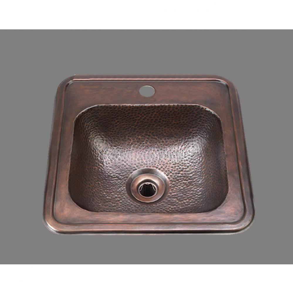 Square Bar Sink With Faucet Ledge, Hammertone Pattern, Drop In