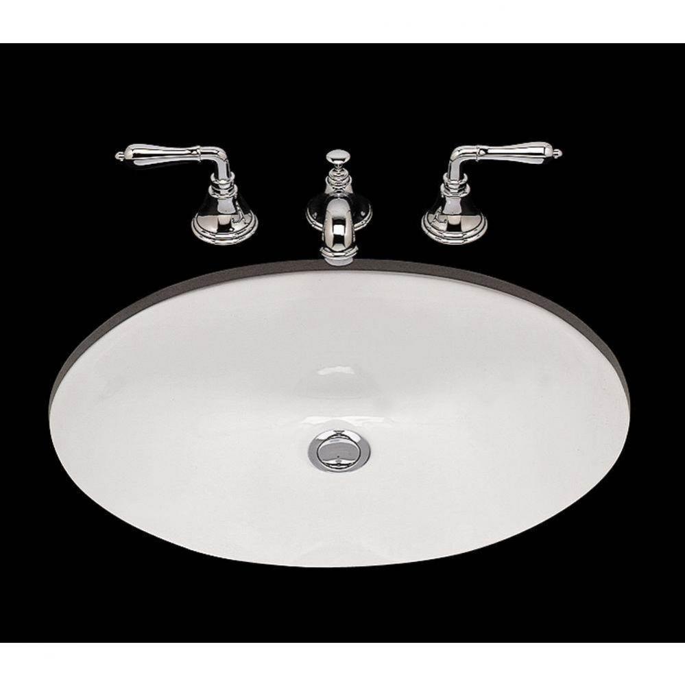 Doreen, Single Glazed Large Oval Lavatory Plain Bowl, Offset Drain, Overflow, Undermount Only