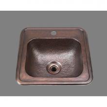 Alno B1012H.PB - Square Bar Sink With Faucet Ledge, Hammertone Pattern, Drop In