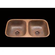 Alno B1833P.PB - Bistro, 2 Bowl Kitchen Sink, Plain Pattern, Undermount and Drop In