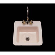 Alno P1616.D.WH - Gloria, Single Glazed Square Bar Sink, Linial Design Pattern, Only 1-Hole, Drop In Only
