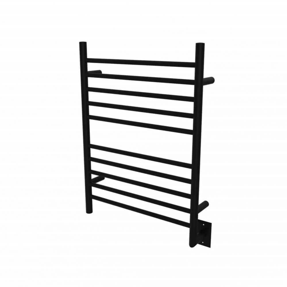 Radiant Hardwired + Plug-in Combo (Left Side) Straight 10 Bar Towel Warmer in Matte Black