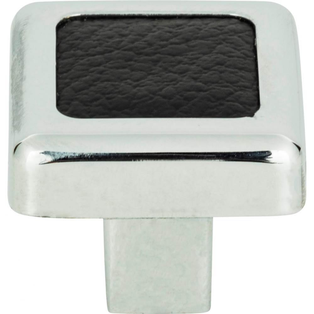 Paradigm Square Knob 1 1/4 Inch CH and Black Leather
