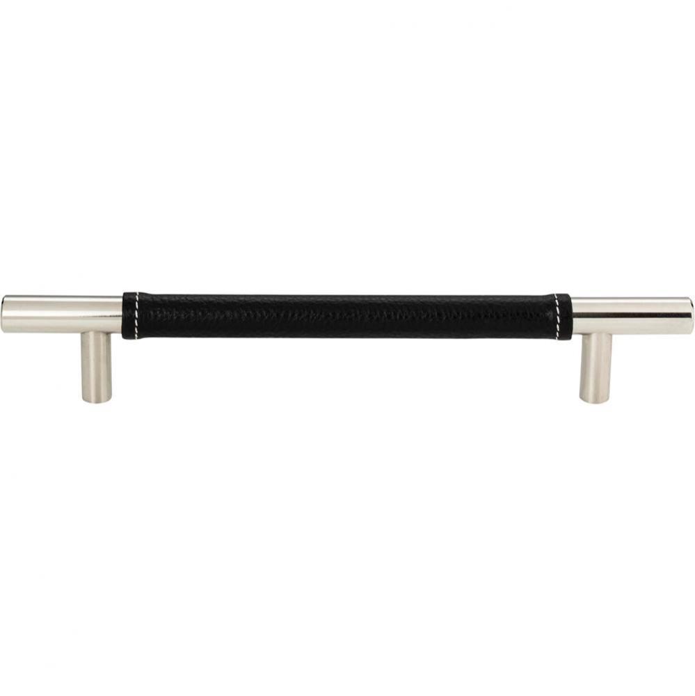 Zanzibar Black Leather Pull 6 5/16 Inch (c-c) Polished Chrome