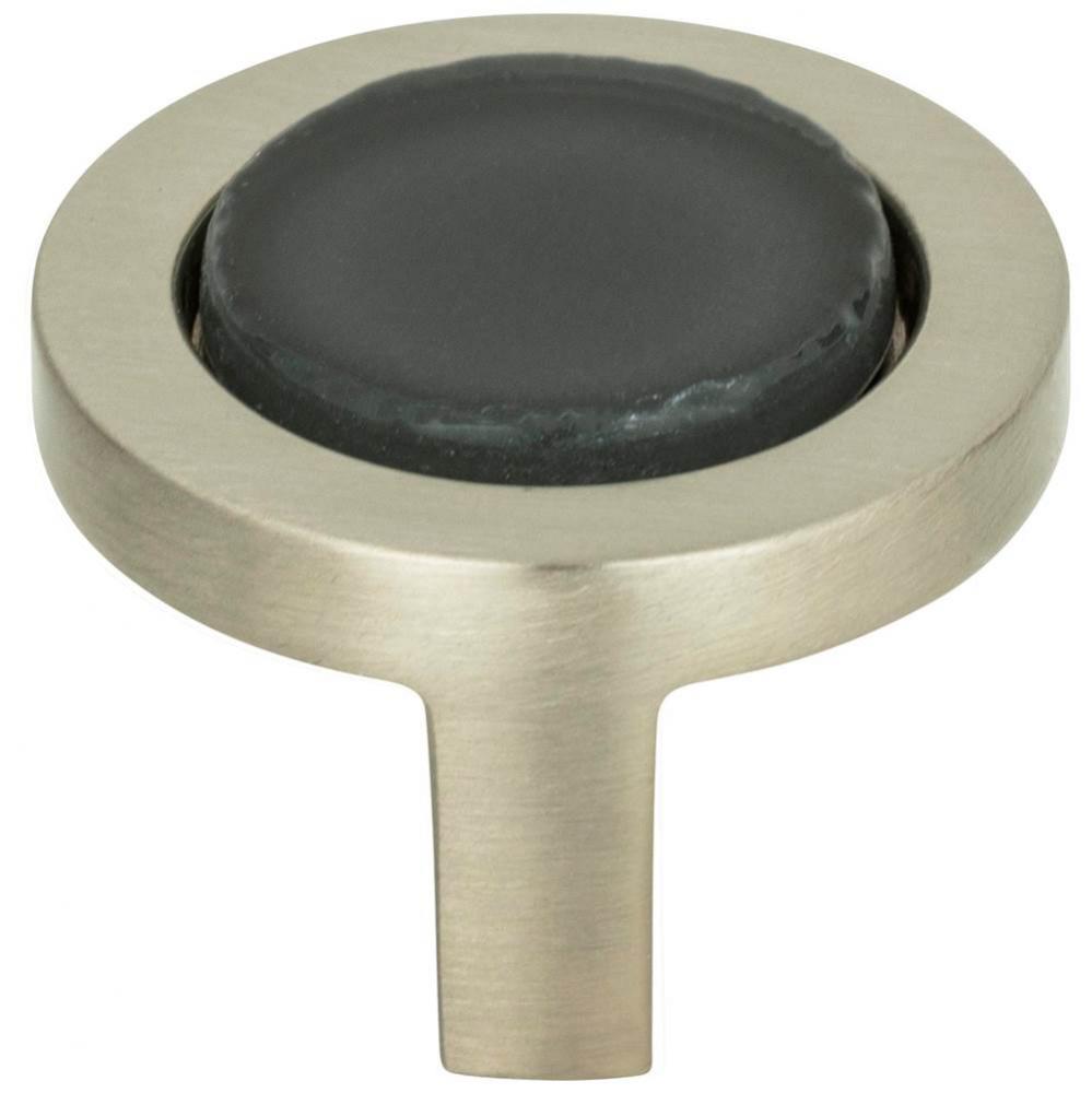 Spa Black Round Knob 1 1/4 Inch Brushed Nickel