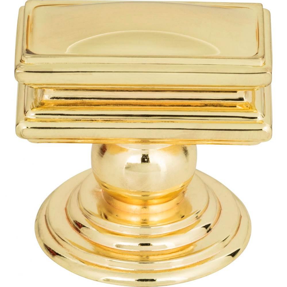 Campaign Rectangle Knob 1 1/2 Inch Polished Brass
