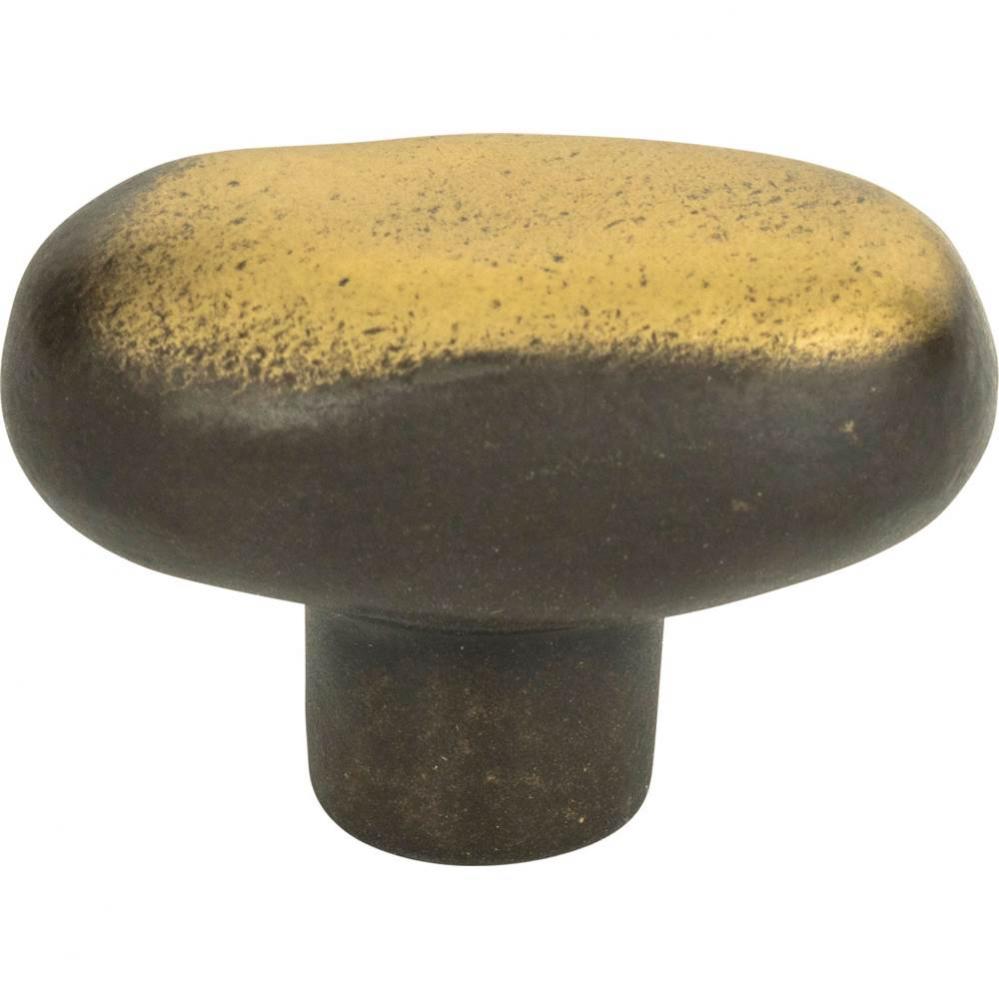 Distressed Oval Knob 1 11/16 Inch Antique Bronze