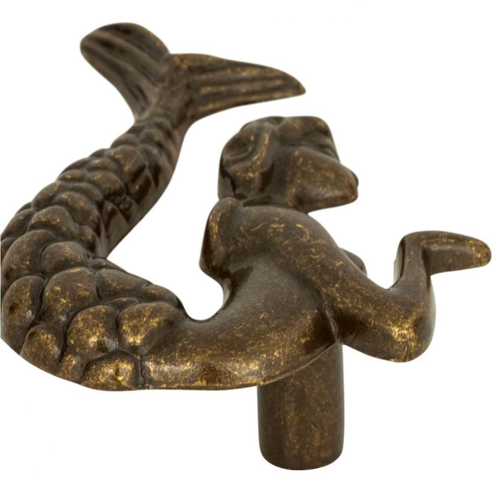 Mermaid Knob Left 2 1/2 Inch Burnished Bronze