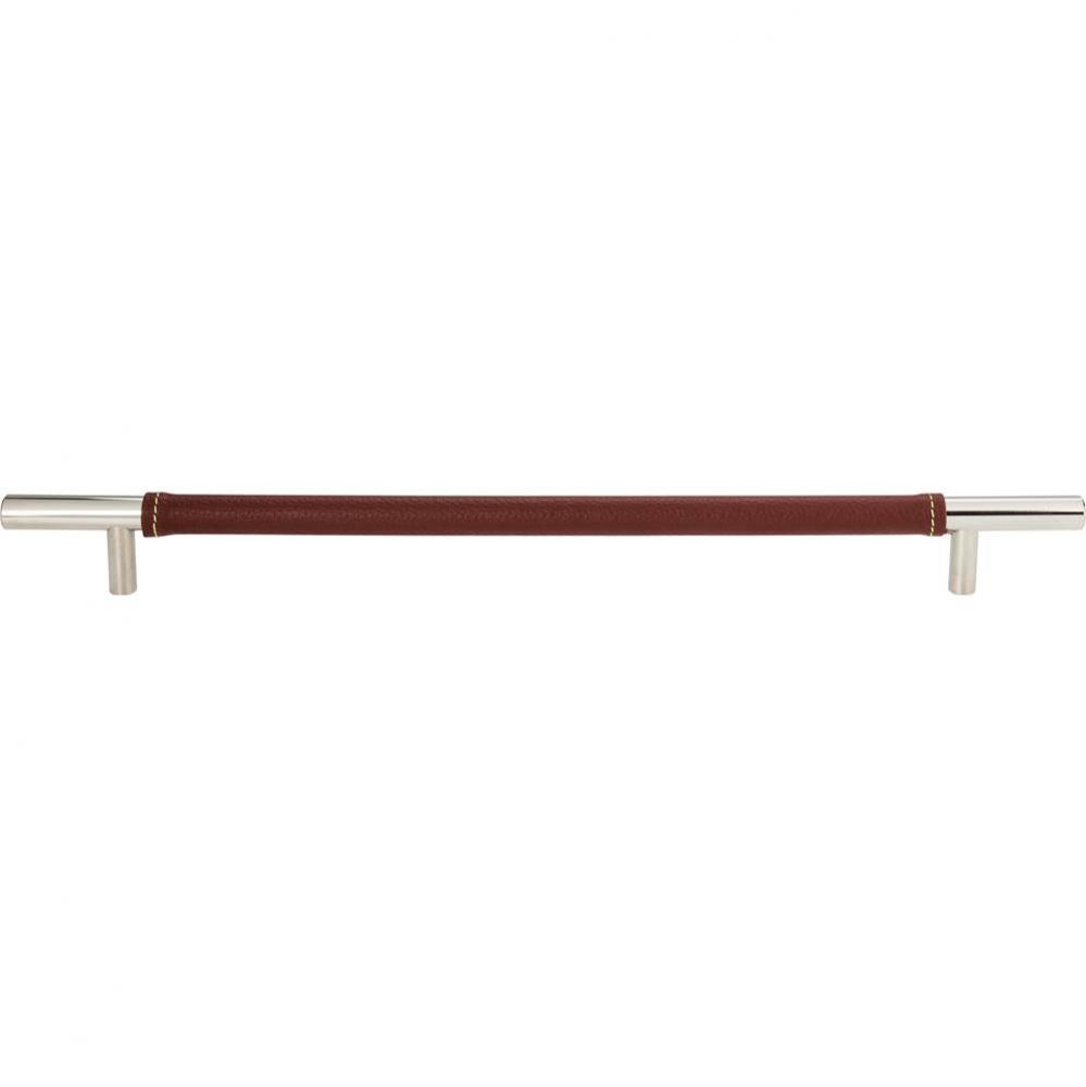 Zanzibar Brown Leather Pull 11 5/16 Inch (c-c) Polished Chrome